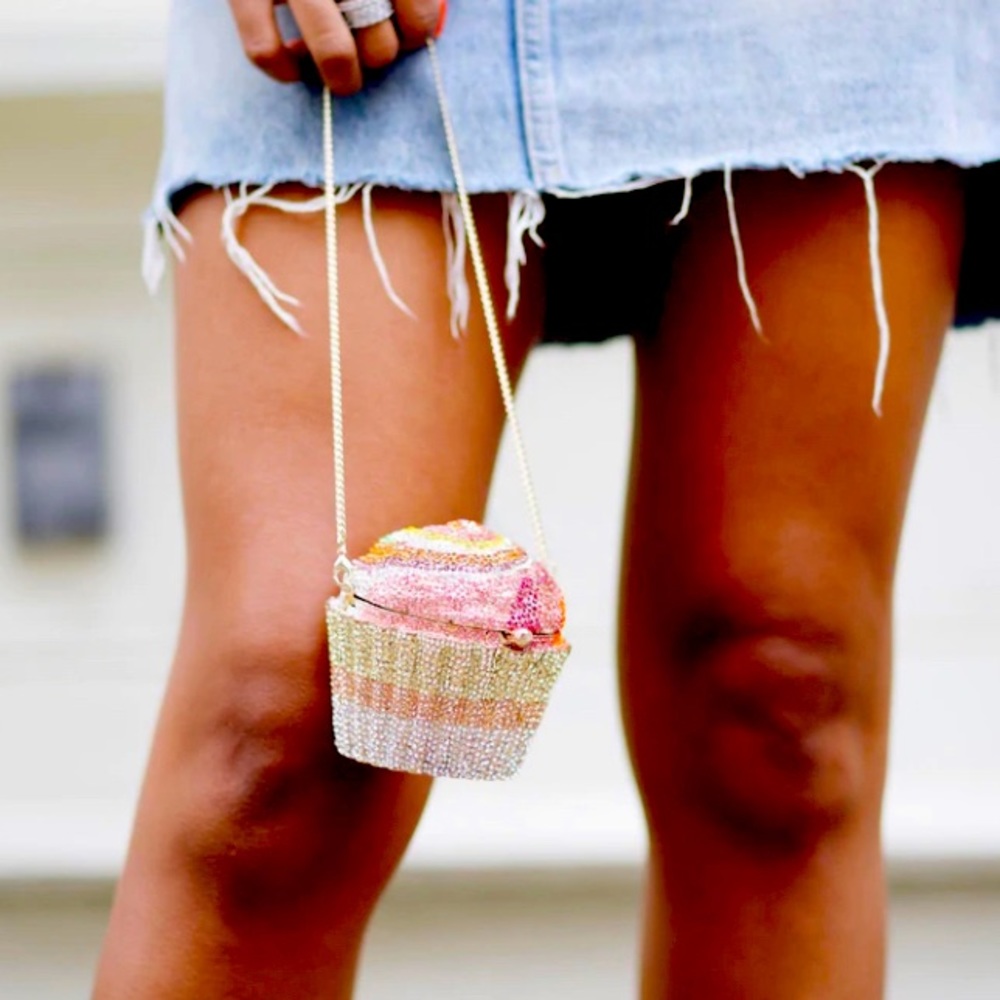 Crystal Cupcake Purse PINK YELLOW